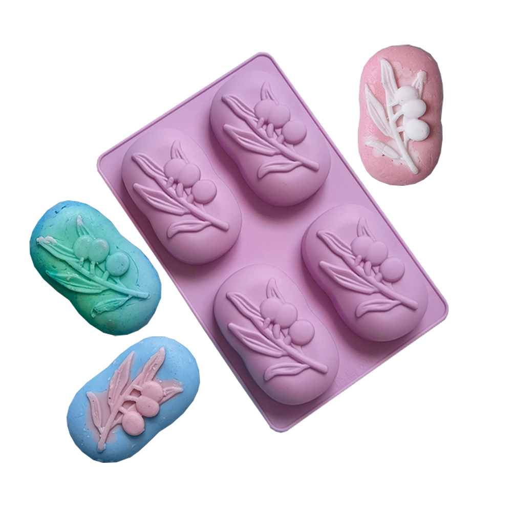 Soap Making Gifts - 4-wgniazdowe owalne drzewo oliwkowe Silikonowa forma